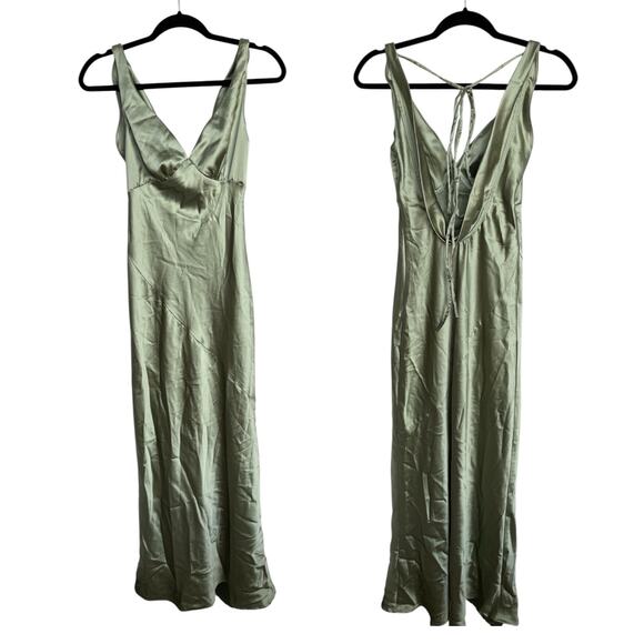 Vubiya NWT Satin Draped Dress in Sage - Picture 3 of 4